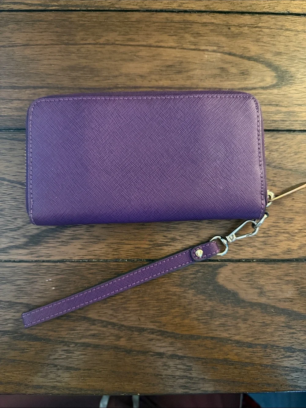 Michael Kors Purple Saffiano Zip Wristlet Card Holder